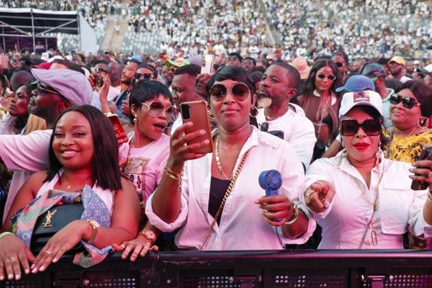 Spectators pictured during a concert of Koffi Olomide, at the Koning Boudewijnstadion Stade Roi Baudouin, in Brussels, Sunday 12 July 2026.  NICOLASxMAETERLINCK 181025842