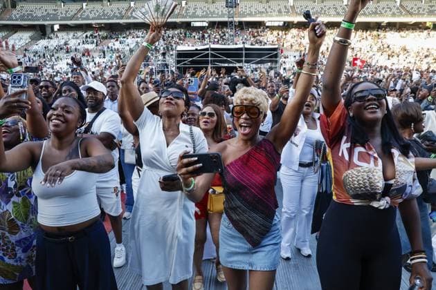 Spectators pictured during a concert of Koffi Olomide, at the Koning Boudewijnstadion Stade Roi Baudouin, in Brussels, Sunday 12 July 2026.  NICOLASxMAETERLINCK 181025899