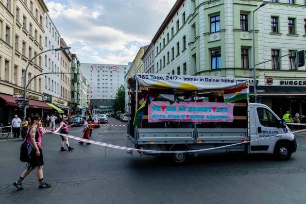 Demonstrators Rally for Transgender Rights in Berlin BERLIN, GERMANY JULY 12, 2026: Demonstrators march from the Kreuzberg district to Neukölln during a rally in support of transgender rights and against transphobia, homophobia, racism, capitalism, imperialism and Zionism. Participants carried banners, chanted slogans and listened to speeches and live performances, including a speech by the partner of a victim identified by organizers as one of the ULM5. Berlin Germany Copyright: x xAndrÃ sxTrujillox xJNAxPressx