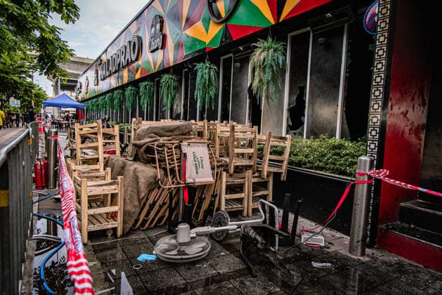 Fire at Bangkok pub kills 27, leaves 22 in critical condition BANGKOK, THAILAND – JULY 13: A view of the damage at a pub following a deadly fire in Bangkok s Chatuchak district, Thailand, on July 13, 2026. At least 27 people were killed and 63 others injured, including 22 in critical condition, after a fire rapidly engulfed the crowded nightlife venue shortly before midnight. Authorities said most victims died from smoke inhalation, while the cause of the blaze remains under investigation. Wissarut Weerasopon Anadolu Bangkok Thailand. Editorial use only. Please get in touch for any other usage.  Copyright: x2026xAnadoluxWissarutxWeerasoponx