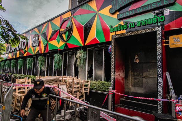 Fire at Bangkok pub kills 27, leaves 22 in critical condition BANGKOK, THAILAND – JULY 13: A view of the damage at a pub following a deadly fire in Bangkok s Chatuchak district, Thailand, on July 13, 2026. At least 27 people were killed and 63 others injured, including 22 in critical condition, after a fire rapidly engulfed the crowded nightlife venue shortly before midnight. Authorities said most victims died from smoke inhalation, while the cause of the blaze remains under investigation. Wissarut Weerasopon Anadolu Bangkok Thailand. Editorial use only. Please get in touch for any other usage.  Copyright: x2026xAnadoluxWissarutxWeerasoponx