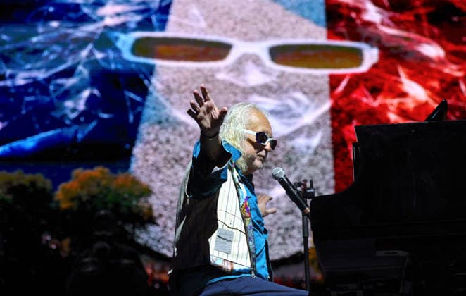 Michel Polnareff In Central Park Concert In Celebration of Bastille Day - NYC French iconic singer Michel Polnareff is singing during a rare performance at Bastille Day concert in Central Park, New York on July 12, 2026. Photo by Charles Guerin ABACAPRESS.COM New York City NY United States  Copyright: xGuerinxCharles ABACAx