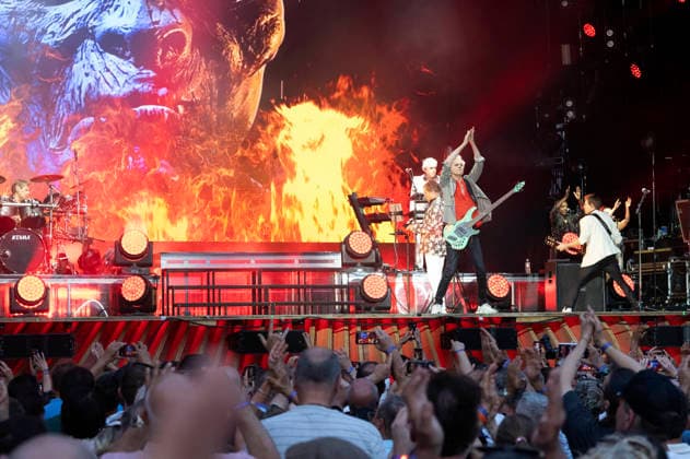 Roger Taylor, Nick Rhodes, Simon Le Bon, John Taylor und Dom Brown von Duran Duran live auf dem Musikfestival Moon&Stars 2026 auf der Piazza Grande. Locarno, 12.07.2026 *** Roger Taylor, Nick Rhodes, Simon Le Bon, John Taylor, and Dom Brown of Duran Duran performing live at the Moon Stars 2026 music festival on Piazza Grande in Locarno, July 12, 2026 Foto:xA.xRaemyx xFuturexImagex duran_6710