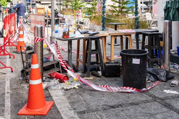 July 13, 2026, Bangkok, Thailand: A view of the debris outside, in front of the entrance to the Rong Beer Na Lat Phrao pub, after the fire on Lat Phrao Road in Bangkok. The aftermath of a deadly fire at the Rong Beer Na Lat Phrao pub in Bangkok on 13 July 2026. The blaze killed at least 27 people and injured dozens. Authorities are investigating the cause of the fire. Bangkok Thailand - ZUMAs197 20260713_aaa_s197_008 Copyright: xNathaliexJamoisx