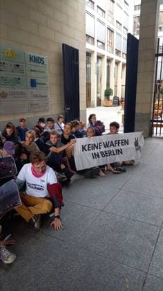 Greta Thunberg detained during Peacefully Against Genocide protest in Berlin BERLIN, GERMANY - JULY 13: (----EDITORIAL USE ONLY - MANDATORY CREDIT - PEACEFULLY AGAINST GENOCIDE HANDOUT - NO MARKETING NO ADVERTISING CAMPAIGNS - DISTRIBUTED AS A SERVICE TO CLIENTS----) Activists demand to stop the production of weapons destined for Palestine and Lebanon during Peacefully Against Genocide protest as they gather in front of the offices of the arms manufacturer Rheinmetall near the Brandenburg Gate in Berlin, Germany on July 13, 2026. Peacefully Against Genocide Anadolu Berlin Germany. Editorial use only. Please get in touch for any other usage.  Copyright: x2026xAnadoluxPeacefullyxAgainstxGenocidex