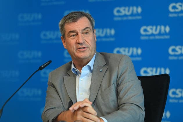 Markus SOEDER (Ministerpraesident Bayern und CSU Vorsitzender), Einzelbild,angeschnittenes Einzelmotiv,Halbfigur,halbe Figur, Pressekonferenz im Anschluss an die Vorstandssitzung des CSU Praesidiums in der CSU Landesleitung in Muenchen am 13.07.2026 *** Markus SOEDER, Minister-President of Bavaria and CSU Chairman, single image, cropped close-up, half-length portrait, press conference following the meeting of the CSU Executive Committee at the CSU State Headquarters in Munich on July 13, 2026