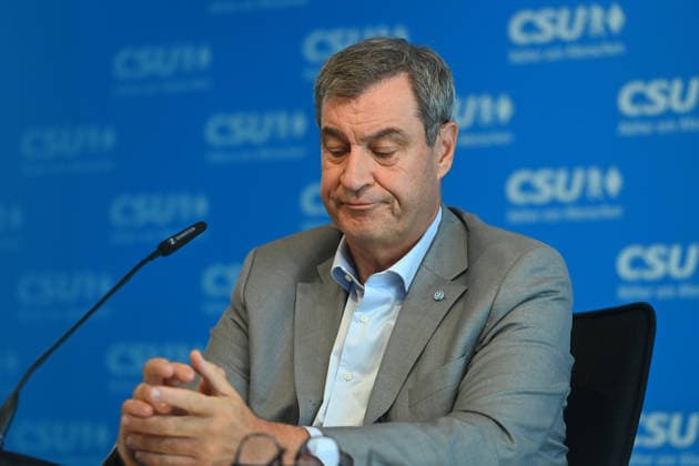 Markus SOEDER (Ministerpraesident Bayern und CSU Vorsitzender), Einzelbild,angeschnittenes Einzelmotiv,Halbfigur,halbe Figur. Pressekonferenz im Anschluss an die Vorstandssitzung des CSU Praesidiums in der CSU Landesleitung in Muenchen am 13.07.2026 *** Markus SOEDER, Minister-President of Bavaria and CSU Chairman, single image, cropped close-up, half-length portrait, half-figure. Press conference following the meeting of the CSU Presidium at the CSU State Headquarters in Munich on July 13, 2026