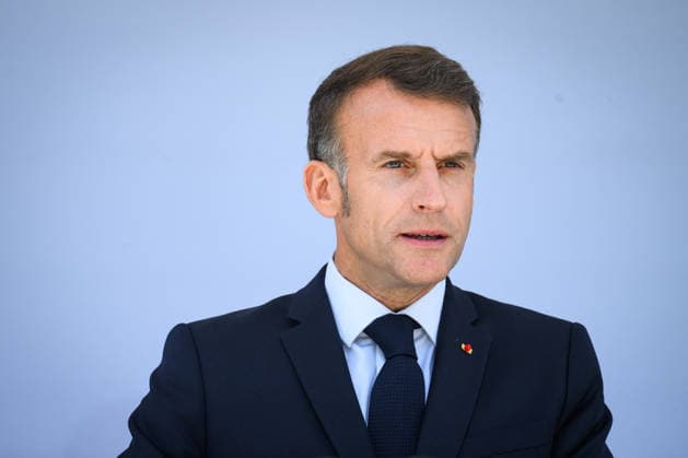 Speech by The President of The Republic to The Armies - Paris Emmanuel Macron, president of the French Republic, delivers a speech to the armed forces at the Hotel de Brienne in Paris, France on July 13, 2026. Photo by Eric Tschaen Pool ABACAPRESS.COM Paris IDF France  Copyright: xTschaenxEric Pool ABACAx