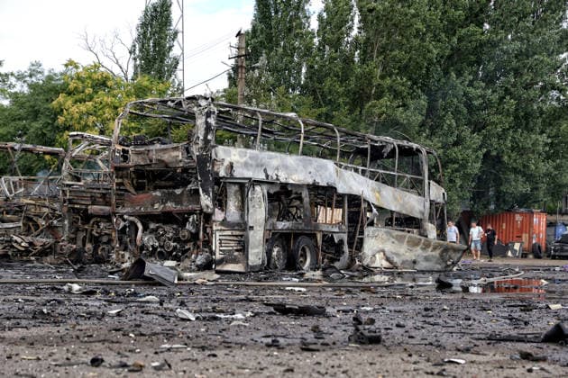 RECORD DATE NOT STATED Buses destroyed in a Russian attack are seen at a bus depot in Odesa, Ukraine, on July 13, 2026. Russian forces launched a missile and drone attack on the city on the morning of July 13, damaging a transport company, private houses and a sanatorium building. Four people, including a five-year-old girl, were injured (Photo by Nina Liashonok Ukrinform) Russian attack damages bus depot in Odesa  Copyright: xNinaxLiashonokx
