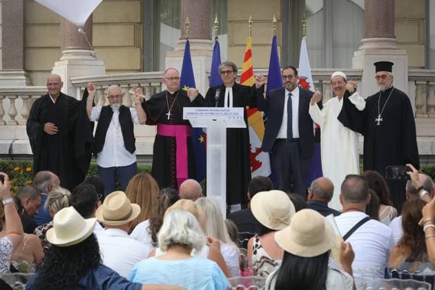 COMMEMORATION OF THE 10TH ANNIVERSARY OF THE NICE ATTACK PHOTOPQR NICE MATIN Frantz Bouton July 13, 2026 Villa Masséna Interfaith ceremony in tribute to the victims of July 14, 2016 Jean Philippe Nault, Bishop of Nice, and representativesof all faiths in Nice Nice, France, July 13, 2026 Commemoration of the 10th anniversary of the Nice attack 86 dead and hundreds injured An attack carried out with a heavy truck while people were enjoying the Bastille Day celebrations Interfaith ceremony France  Copyright: xPHOTOPQR NICExMATIN MAXPPPxFrantzxBoutonx 20260713NIM4555 20260713NIM4560