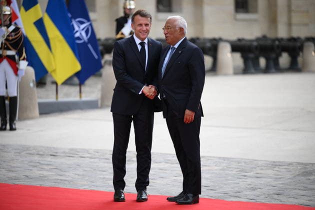 President Macron Welcomes European Leaders At The Coalition Of The Willing Summit - Paris French President Emmanuel Macron welcomes President of the European Council, Antonio Costa Mark Rutte ahead the Coalition Of The Willing Summit in Paris, France on July 13, 2026. Photo by Eliot Blondet ABACAPRESS.COM Paris France  Copyright: xBlondetxEliot ABACAx