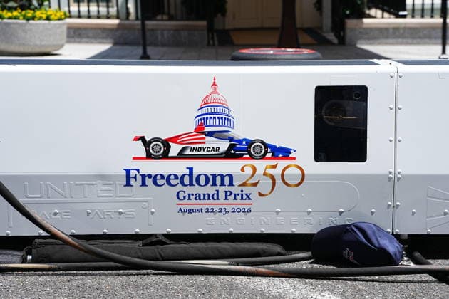 July 13, 2026, Washington, District Of Columbia, USA: Logo displayed prior to United States President Donald J Trump hosting top IndyCar drivers at the White House in Washington, DC, USA, to promote the inaugural Freedom 250 Grand Prix on Monday, July 13, 2026. The race will be held in DC on August 22-23, 2026 Washington USA - ZUMAs152 20260713_faa_s152_004 Copyright: xAaronxSchwartzx-xPoolxviaxCNPx
