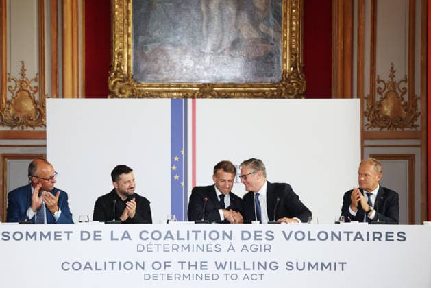 Coalition of the Willing meeting in Paris 13 07 2026. Paris, France. Prime Minister Keir Starmer, Antonio Costa, President of the European Council, Friedrich Merz, Chancellor of Germany, Volodymyr Zelenskyy, President of Ukraine, Emmanuel Macron, President of France, Donald Tusk, Prime Minister of Poland and Ursula von der Leyen, President of the European Commission attend Coalition of the Willing meeting in Paris., Credit:Ben Perry B66 Avalon France, Greater London, Paris, 10 Downing Street  Copyright: xBenxPerryx xB66x xAvalonx 1116359553