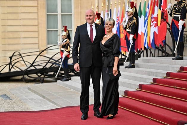 Coalition of the Willing Leaders Summit on Ukraine PARIS, FRANCE - JULY 13: Latvian Prime Minister Andris Kulbergs and his wife, Anna Kulberga arrive for a dinner of the Coalition of the Willing on Ukraine at The Elysee Presidential Palace in Paris, France, on July 13, 2026. Mustafa Yalcin Anadolu Paris France. Editorial use only. Please get in touch for any other usage.  Copyright: x2026xAnadoluxMustafaxYalcinx
