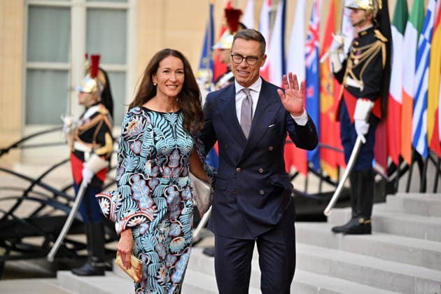 Coalition of the Willing Leaders Summit on Ukraine PARIS, FRANCE - JULY 13: Alexander Stubb, President of Finland and his wife, Suzanne Innes-Stubb arrive for a dinner of the Coalition of the Willing on Ukraine at The Elysee Presidential Palace in Paris, France, on July 13, 2026. Mustafa Yalcin Anadolu Paris France. Editorial use only. Please get in touch for any other usage.  Copyright: x2026xAnadoluxMustafaxYalcinx