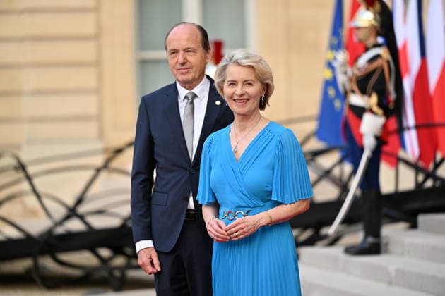 Coalition of the Willing Leaders Summit on Ukraine PARIS, FRANCE - JULY 13: European Commission President Ursula von der Leyen and her husband Heiko von der Leyen arrive for a dinner of the Coalition of the Willing on Ukraine at The Elysee Presidential Palace in Paris, France, on July 13, 2026. Mustafa Yalcin Anadolu Paris France. Editorial use only. Please get in touch for any other usage.  Copyright: x2026xAnadoluxMustafaxYalcinx