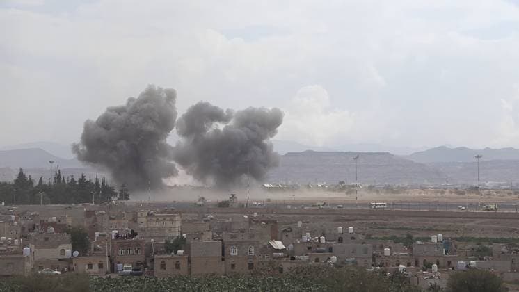 (260713) -- SANAA, July 13, 2026 -- Smoke rises after airstrikes on Sanaa International Airport in Sanaa, Yemen, July 13, 2026. Houthi-run Al-Masirah TV said Monday Saudi Arabia launched several airstrikes on the runways of Sanaa International Airport in the Houthi-controlled Yemeni capital. (Houthi Media Center Handout via Xinhua) YEMEN-SANAA-AIRPORT-AIRSTRIKES Mohammed 