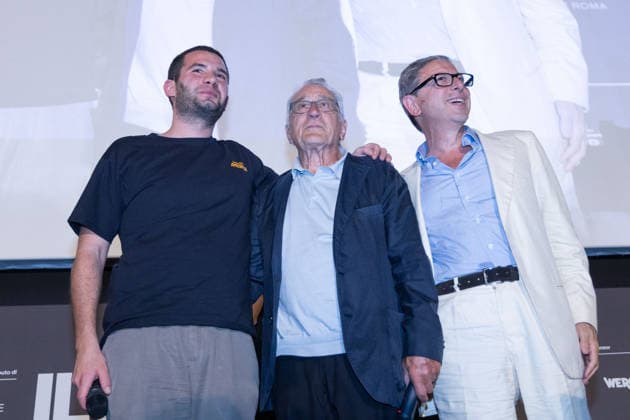 IPA86660276 - American actor Robert De Niro, Valerio Carocci, and Antonio Monda in Piazza San Cosimato in Rome  Copyright: xMatteoxNardonex xx 86660276