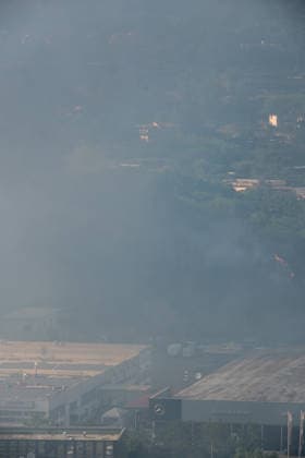 Wildfire erupts near Campi Flegrei volcanic area in Italy POZZUOLI, ITALY - JULY 13: A big wildfire is seen in the Pisciarelli area located on the outer edge of the Solfatara volcanic crater in the Campi Flegrei (Phlegraean Fields) volcanic region in Pozzuoli on July 13, 2026. The fire broke out in the undergrowth and quickly spread to several car dealerships, causing fuel tanks and tyres to explode. Eliano Imperato Anadolu Pozzuoli Italy. Editorial use only. Please get in touch for any other usage.  Copyright: x2026xAnadoluxElianoxImperatox