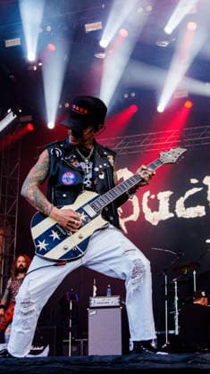 July 12, 2026, Edmonton, Alberta, Canada: Steve Ducanney (aka Stevie D). from California hard rock band Buck Cherry performs at Rockin Thunder in Edmonton. Edmonton Canada - ZUMAs197 20260712_aaa_s197_398 Copyright: xRonxPalmerx