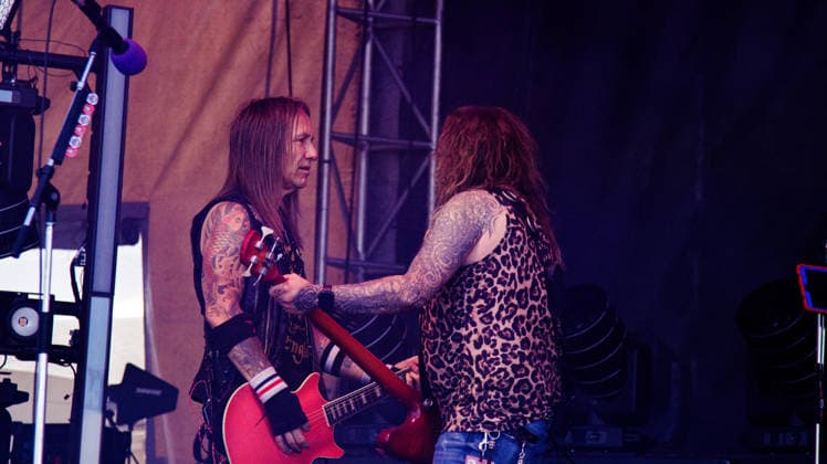 California Based Buck Cherry rocks the Rockin Thunder Edmonton stage - 12 Jul 2026 Billy Rowe and Kelly LeMieux from California hard rock band Buck Cherry perform at Rockin Thunder in Edmonton. Edmonton Canada Copyright: xRonxPalmerx xSOPAxImagesx 2026_07_12BuckCherry851314