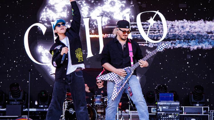 July 12, 2026, Edmonton, Alberta, Canada: Chris Wirth (vocals)and John Jean, (Lead guitarist) from Alberta based band, Chilio perform at Rockin Thunder in Edmonton and winning a spot on the main stage in Battle of the Bands. Calgary Based Rock Band, Chilio won the Battle of the Bands which included a spot on the Main Stage at Rockin Thunder Edmonton opening for Creed on Day 2 of the Festival Edmonton Canada - ZUMAs197 20260712_aaa_s197_424 Copyright: xRonxPalmerx