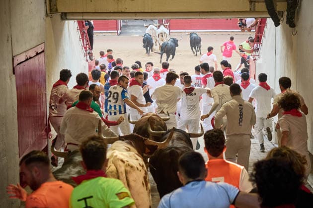 The eighth and final bull run of the 2026 San Fermin Festival, featuring bulls from the Jandilla ranch, will take place on July 14, 2026, in Pamplona, Navarre, Spain. The bulls from the Jandilla ranch will bring the San Fermín festivities to a close with their participation in the eighth running of the festival in Spain.  Copyright: xEduardoxSanzx 7663041