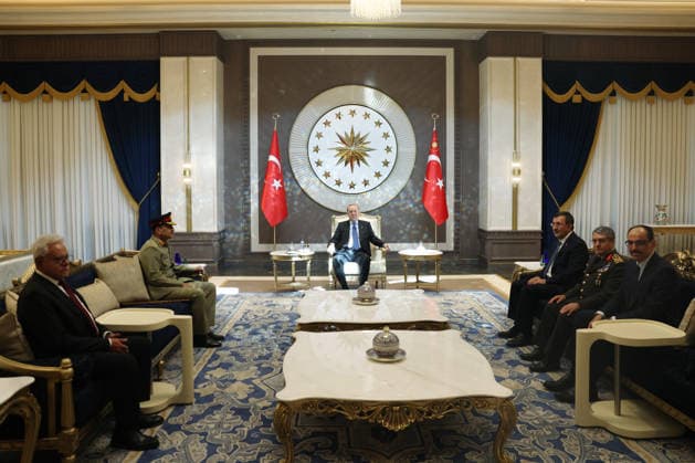 Turkish President Recep Tayyip Erdogan ANKARA, TURKIYE - JULY 14: (----EDITORIAL USE ONLY - MANDATORY CREDIT - TURKISH PRESIDENCY MURAT KULA HANDOUT - NO MARKETING NO ADVERTISING CAMPAIGNS - DISTRIBUTED AS A SERVICE TO CLIENTS---) Turkish President Recep Tayyip Erdogan receives Pakistan s Chief of Army Staff and Commander of the Pakistan Armed Forces, Field Marshal Syed Asim Munir, at Ankara Esenboga Airport in Ankara, Tuanarkiye, on July 14, 2026. TUR Presidency Murat Kula Anadolu Ankara Turkey. Editorial use only. Please get in touch for any other usage.  Copyright: x2026xAnadoluxTURxPresidencyx xMuratxKulax