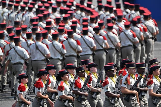 Bastille Day military parade in Paris PARIS, FRANCE - JULY 14: Soldiers march in formation during the traditional Bastille Day military parade on the Place de la Concorde in Paris, France on July 14, 2026. Mustafa Yalcin Anadolu Paris France. Editorial use only. Please get in touch for any other usage.  Copyright: x2026xAnadoluxMustafaxYalcinx