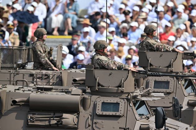 Bastille Day military parade in Paris PARIS, FRANCE - JULY 14: Soldiers ride on military tanks during the traditional Bastille Day military parade on the Place de la Concorde in Paris, France on July 14, 2026. Mustafa Yalcin Anadolu Paris France. Editorial use only. Please get in touch for any other usage.  Copyright: x2026xAnadoluxMustafaxYalcinx