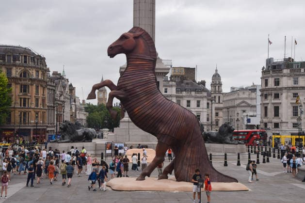 July 14, 2026, London, England, United Kingdom: A huge Trojan Horse has been installed in Trafalgar Square to promote The Odyssey, the latest blockbuster film from director Christopher Nolan. London United Kingdom - ZUMAv130 20260714_zip_v130_002 Copyright: xVukxValcicx