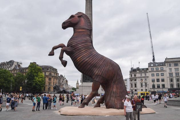 July 14, 2026, London, England, United Kingdom: A huge Trojan Horse has been installed in Trafalgar Square to promote The Odyssey, the latest blockbuster film from director Christopher Nolan. London United Kingdom - ZUMAv130 20260714_zip_v130_003 Copyright: xVukxValcicx