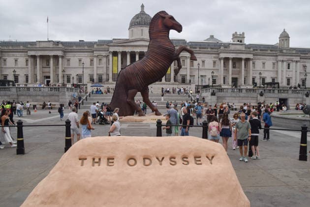 July 14, 2026, London, England, United Kingdom: A huge Trojan Horse has been installed in Trafalgar Square to promote The Odyssey, the latest blockbuster film from director Christopher Nolan. London United Kingdom - ZUMAv130 20260714_zip_v130_013 Copyright: xVukxValcicx