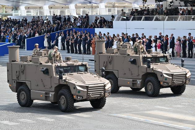 Bastille Day military parade in Paris PARIS, FRANCE - JULY 14: Soldiers ride on military tanks during the traditional Bastille Day military parade on the Place de la Concorde in Paris, France on July 14, 2026. Mustafa Yalcin Anadolu Paris France. Editorial use only. Please get in touch for any other usage.  Copyright: x2026xAnadoluxMustafaxYalcinx