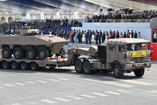 Bastille Day military parade in Paris PARIS, FRANCE - JULY 14: Soldiers ride on military tanks during the traditional Bastille Day military parade on the Place de la Concorde in Paris, France on July 14, 2026. Mustafa Yalcin Anadolu Paris France. Editorial use only. Please get in touch for any other usage.  Copyright: x2026xAnadoluxMustafaxYalcinx