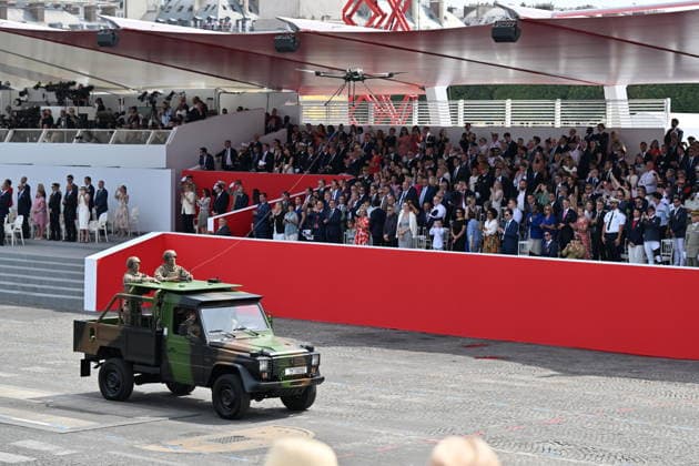 Bastille Day military parade in Paris PARIS, FRANCE - JULY 14: Soldiers ride on military tanks during the traditional Bastille Day military parade on the Place de la Concorde in Paris, France on July 14, 2026. Mustafa Yalcin Anadolu Paris France. Editorial use only. Please get in touch for any other usage.  Copyright: x2026xAnadoluxMustafaxYalcinx