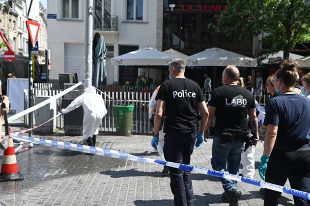the scene of a fire at the OXY building at place De Brouckere, in Brussels, Tuesday 14 July 2026s. The Brussels Labour Inspectorate confirms several bodies were found in the lift shafts, 6 people are still missing. The fire broke out on the second floor of the building that is currently being renovated.  EMILExWINDAL 181122189