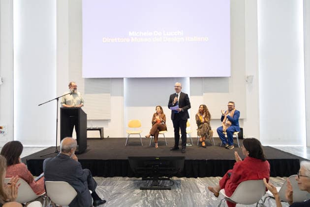 IPA86673217 - Milan, July 14, 2026, Triennale, Press Conference to Present the Scientific Committee. Pictured: Vincenzo Trione, President of the Triennale di Milano; architect and designer Michele De Lucchi, Creative Director; and Andrea Viliani, curator of contemporary art. Carla Morogallo, General Director of the Triennale di Milano  Copyright: xFrancescoxEnriquezx xFrancescoxEnriquezx 86673217