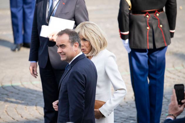 Bastille Day Parade - Place de la Concorde - Paris French Prime Minister Sebastien Lecornu and Brigitte Macron during the annual Bastille Day military parade on the Champs-Elysees Avenue in Paris on July 14, 2026.Photo by Eliot Blondet ABACAPRESS.COM Paris France France  Copyright: xBlondetxEliot ABACAx