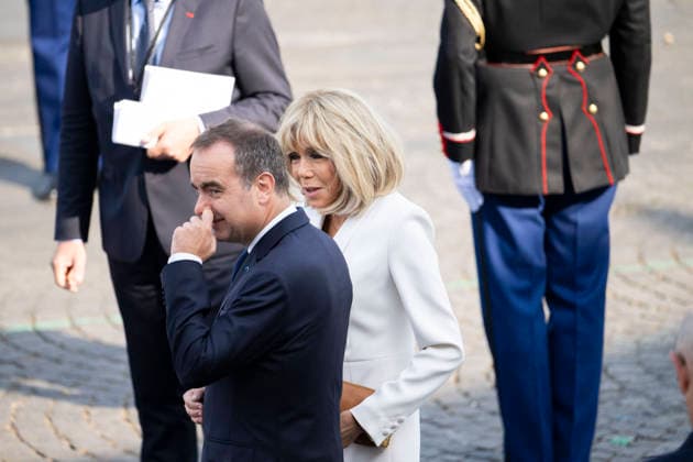 Bastille Day Parade - Place de la Concorde - Paris French Prime Minister Sebastien Lecornu and Brigitte Macron during the annual Bastille Day military parade on the Champs-Elysees Avenue in Paris on July 14, 2026.Photo by Eliot Blondet ABACAPRESS.COM Paris France France  Copyright: xBlondetxEliot ABACAx