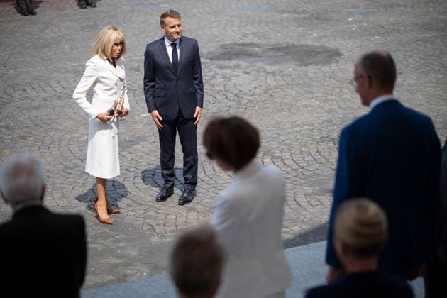 Bastille Day Parade - Place de la Concorde - Paris French President Emmanuel Macron and Brigitte Macron during the annual Bastille Day military parade on the Champs-Elysees Avenue in Paris on July 14, 2026. Photo by Eliot Blondet ABACAPRESS.COM Paris France France  Copyright: xBlondetxEliot ABACAx