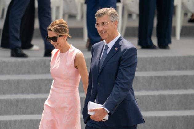 Bastille Day Parade - Place de la Concorde - Paris Croatia s Prime Minister Andrej Plenkovic and his wife Ana Maslac Plenkovic during the annual Bastille Day military parade on the Champs-Elysees Avenue in Paris on July 14, 2026. Photo by Alexis Jumeau ABACAPRESS.COM. Paris France  Copyright: xJumeauxAlexis ABACAx