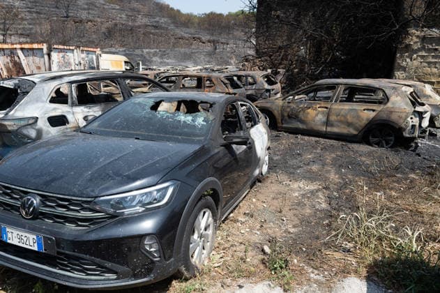 Fire breaks out on Solfatara volcano in Pozzuoli POZZUOLI, ITALY - JULY 14: The aftermath of a wildfire is seen in the Pisciarelli area on the outer edge of the Solfatara volcanic crater in the Campi Flegrei (Phlegraean Fields) volcanic region near Naples, Italy, on July 14, 2026. The fire, which broke out on July 13, burned vegetation across the area as firefighters continued assessment and recovery operations. Eliano Imperato Anadolu Naples Italy. Editorial use only. Please get in touch for any other usage.  Copyright: x2026xAnadoluxElianoxImperatox