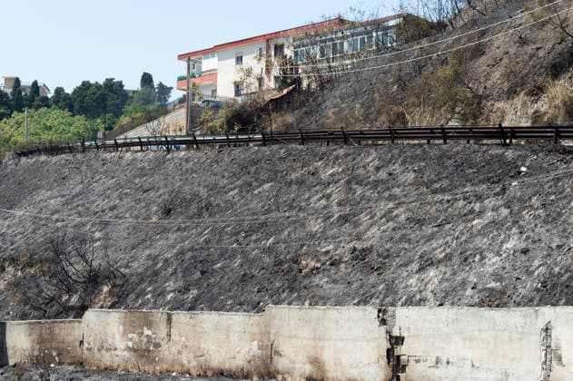 Fire breaks out on Solfatara volcano in Pozzuoli POZZUOLI, ITALY - JULY 14: The aftermath of a wildfire is seen in the Pisciarelli area on the outer edge of the Solfatara volcanic crater in the Campi Flegrei (Phlegraean Fields) volcanic region near Naples, Italy, on July 14, 2026. The fire, which broke out on July 13, burned vegetation across the area as firefighters continued assessment and recovery operations. Eliano Imperato Anadolu Naples Italy. Editorial use only. Please get in touch for any other usage.  Copyright: x2026xAnadoluxElianoxImperatox
