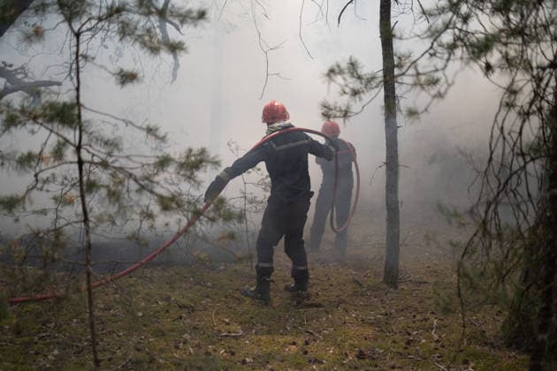 Firefighters operate during a fire in the Fontainebleau Forest - Noisy-sur-Ecole Firefighters operate during a fire in the Fontainebleau Forest, in Noisy-sur-Ecole, in the Paris Ile-de-France region on July 14, 2026. Photo by Raphael Lafargue ABACAPRESS.COM Noisy-sur-Ecole France  Copyright: xLafarguexRaphael ABACAx
