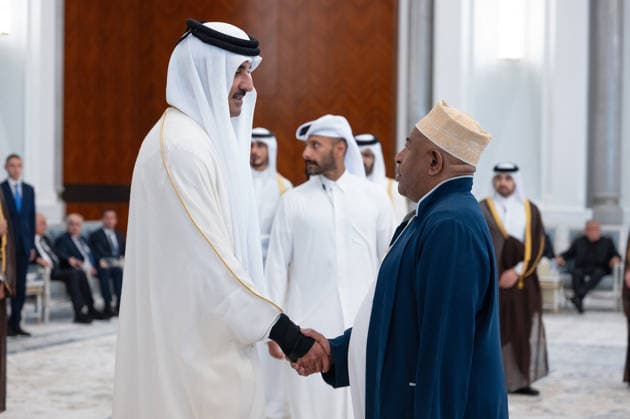 Emir of Qatar Receives Condolences from Heads of State - Doha Emir of Qatar Sheikh Tamim bin Hamad Al Thani receives Azali Assoumani, President of the Union of the Comoros, who presents his condolences after the passing of Sheikh Tamim’s father, the late Emir Sheikh Hamad bin Khalifa Al Thani, at Lusail Palace, in Doha, Qatar, on July 14, 2026. Photo by Balkis Press ABACAPRESS.COM Doha Qatar  Copyright: xBalkisxPress ABACAx