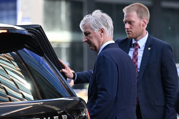 Visit of King Philippe : Fire in the OXY building on Place De Brouckère BRUSSELS, BELGIUM - JULY 14 : Visit of King Philippe : Fire in the OXY building on Place De Brouckère (several dead and missing) on July 14, 2026 in Brussels, Belgium, 14 07 2026 Brussels Belgium  Copyright: xDidierxLebrunx