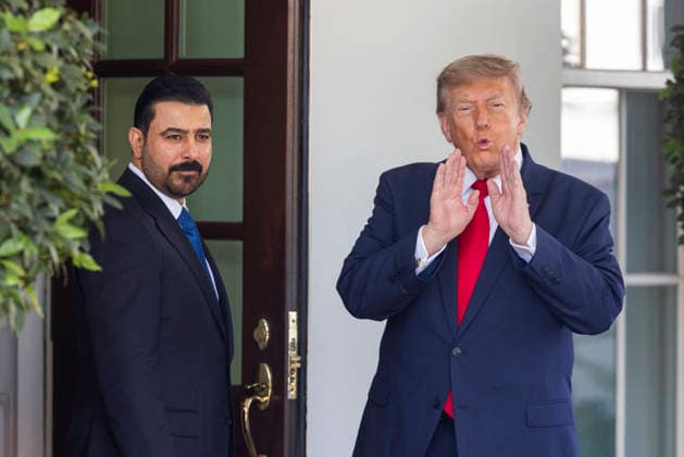 News Themen der Woche KW29 US President Donald Trump greets Iraqi PM Ali al-Zaidi at the White House US President Donald Trump greets Iraqi Prime Minister Ali al-Zaidi outside the West Wing of the White House in Washington, DC, USA, 14 July 2026. This is Ali al-Zaidi’s first foreign trip since he took office in May 2026. WASHINGTON DC United States  Copyright: xPool ABACAx