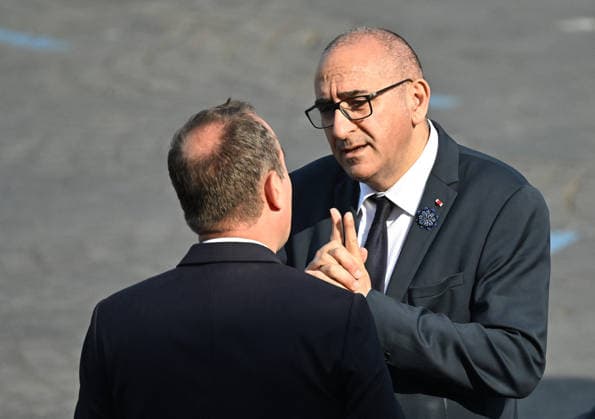 Sébastien Lecornu, Prime Minister; Laurent Nunez, Minister of State and Minister of the Interior; President Emmanuel Macron and officials during the July 14 military ceremony in Paris. Liewig Jacovides Bestimage President Emmanuel Macron and officials during the military ceremony on July 14 in Paris, France  Copyright: xJacovidesx xLiewigx xBestimagexJacovidesx xLiewigx xBestimagex