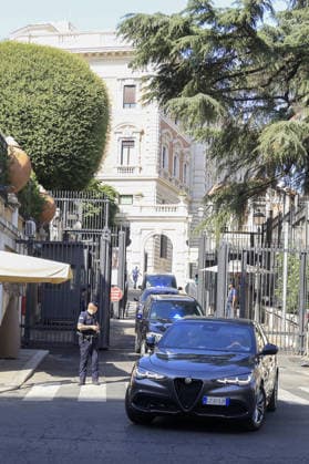 Talks between Israeli and Lebanon officials in Rome ROME, ITALY - JULY 14: A motorcade leaves the U.S. Embassy, where Lebanon and Israel held the sixth round of their negotiations in Rome, Italy, on July 14, 2026. Beirut is seeking progress towards securing an Israeli withdrawal from southern Lebanon under a U.S.-brokered deal. Riccardo De Luca Anadolu Rome Italy. Editorial use only. Please get in touch for any other usage.  Copyright: x2026xAnadoluxRiccardoxDexLucax